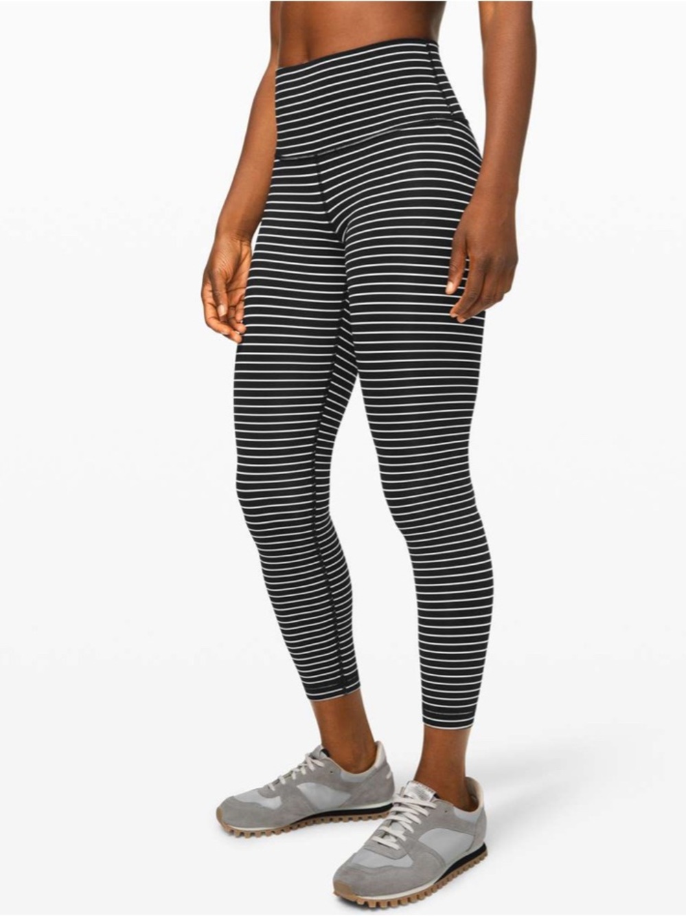 Lululemon Wunder Under High-Rise Tight 25" Parallel Stripe Black White - Size 4